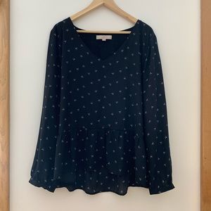Loft crescent moon ruffle hem shirt size xl